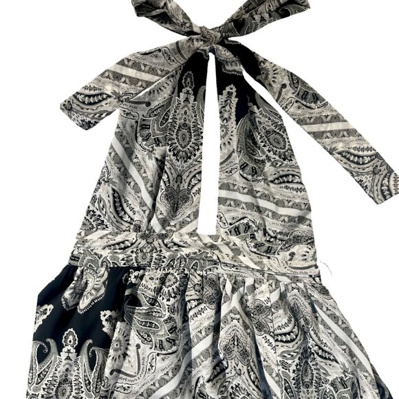 FOREVER 21 Y2K Style Black Paisley Halter Neck Sleeveless Maxi Dress Size Medium - Picture 4 of 9